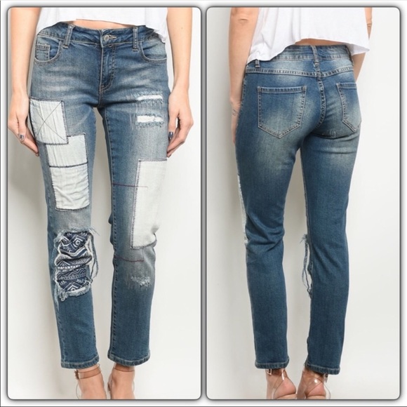 Denim Patchwork Jeans - Picture 2 of 4